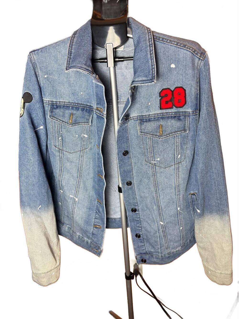 Vintage womens sz 1x plus size Disney Mickey Mouse Denim Jacket fuzzy patch